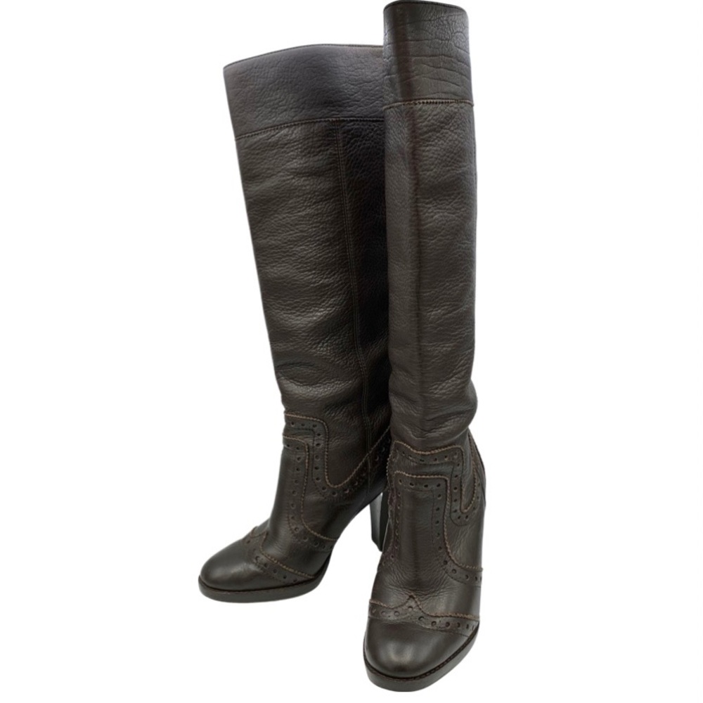 💗Michael Kors Slip-On Tall Leather Boots; 3.5” Heel, 18.5” Shaft Height